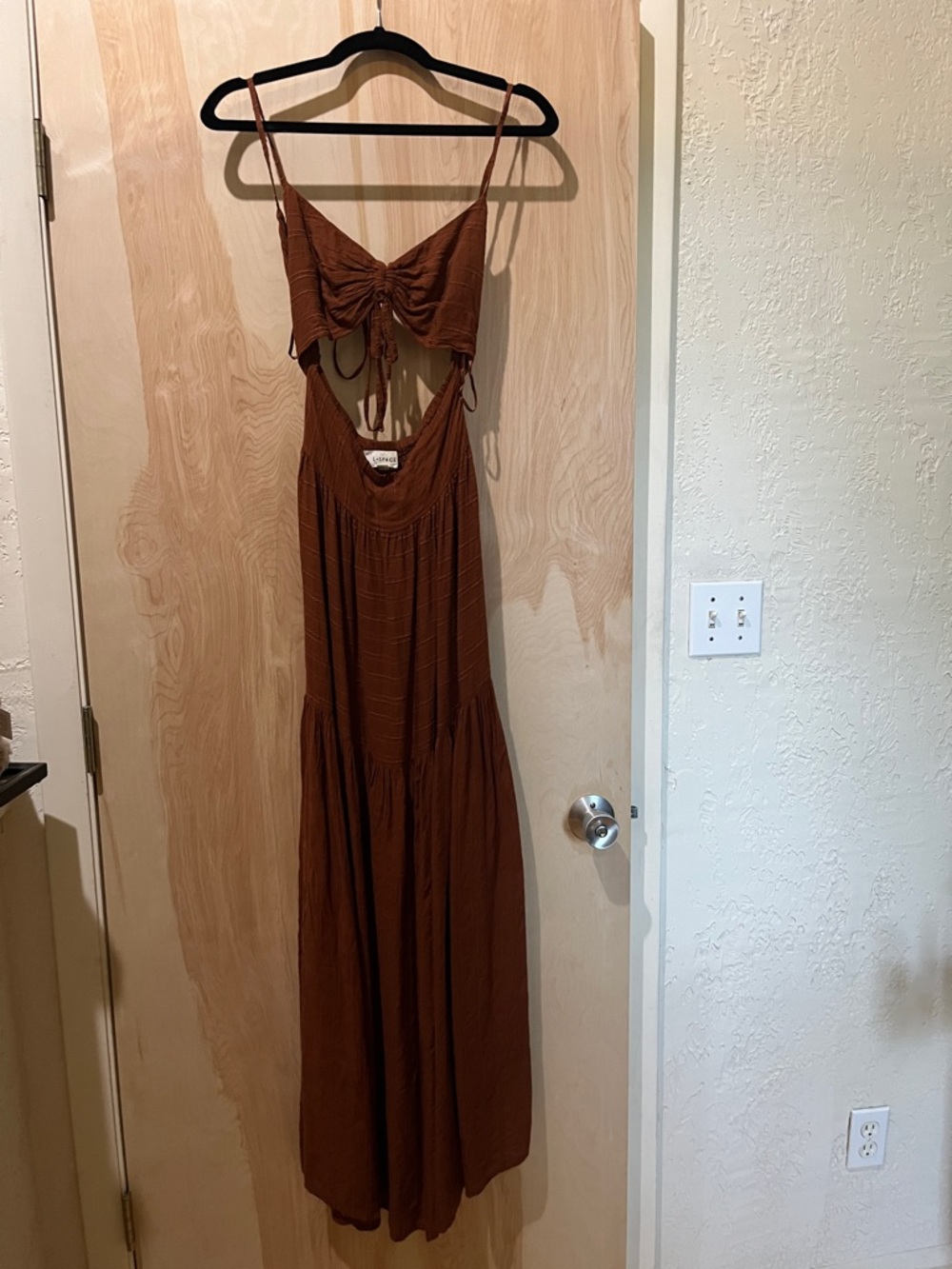 l*space Rust Brown Tie-Front Maxi Dress